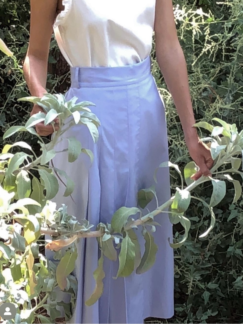 Jeana Sohn Lilac Lavender high waist cotton Pleated Midi Skirt